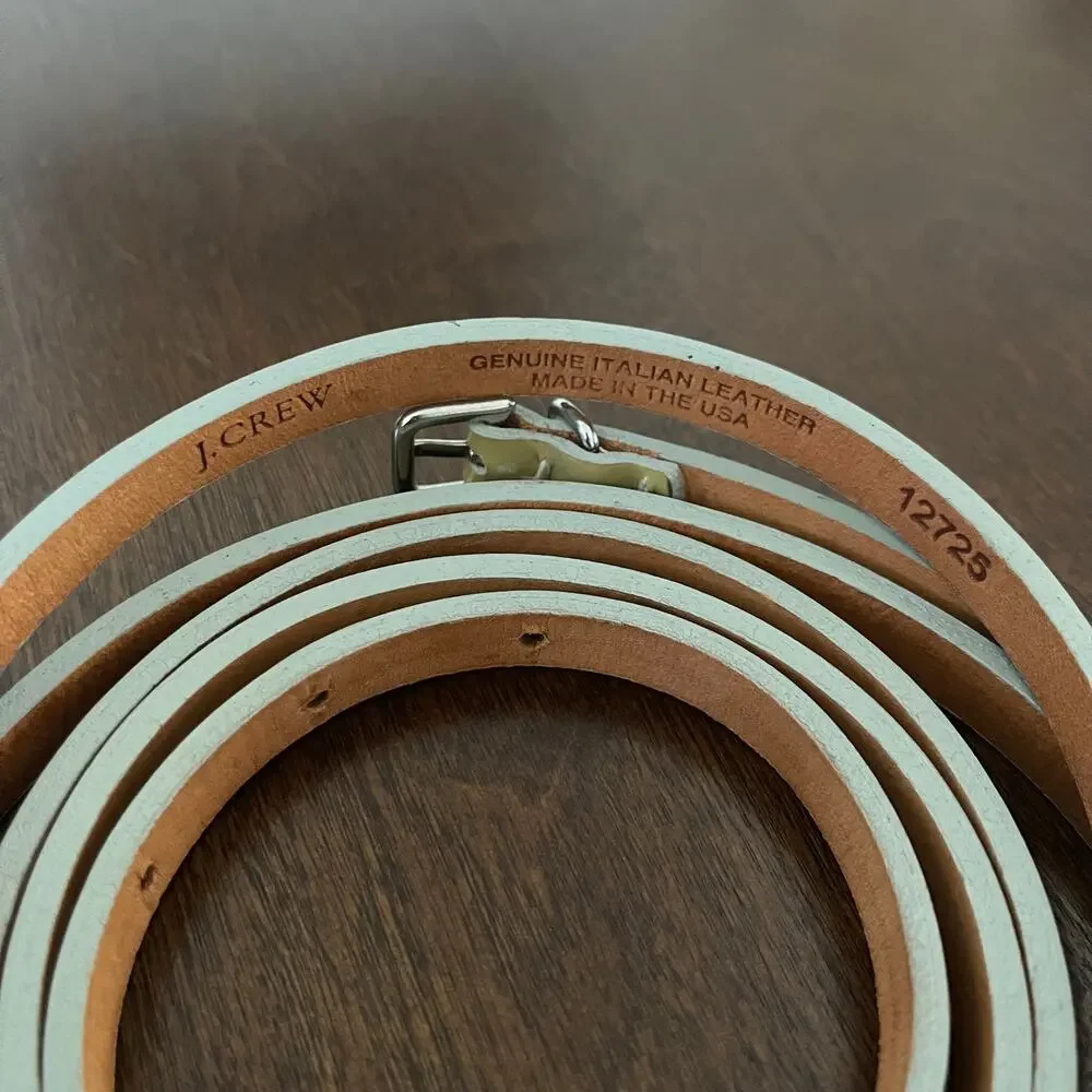 J. Crew Double Wrap Skinny Belt Patent Leather Tan Chartreuse Womens M 12725